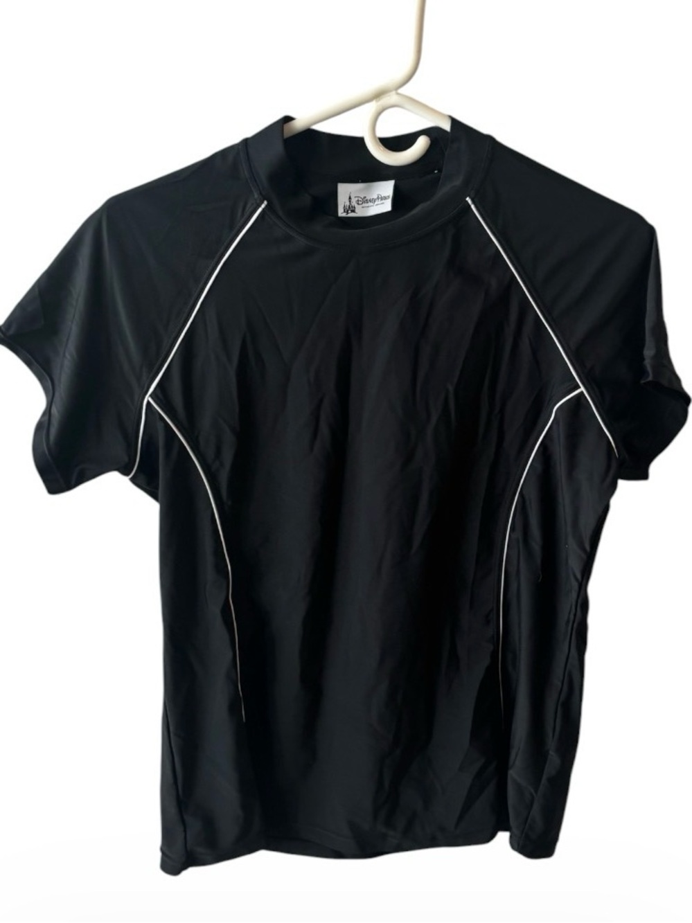 Disney Black Short Sleeve Swim Tee with White Piping